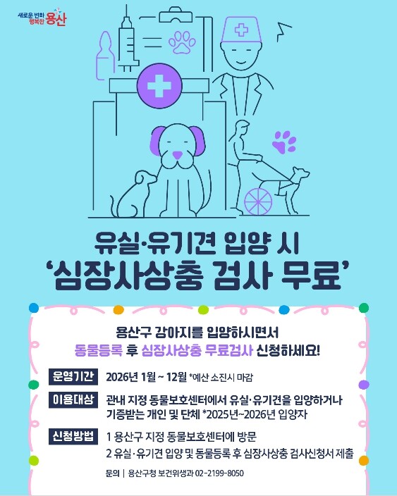 용산구, 유실·유기견 심장사상충 무료...