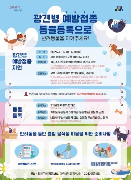 성동구, 봄철 광견병 예방접종 실시....