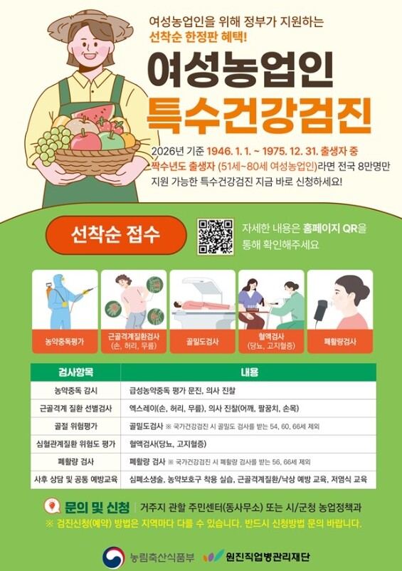 기장군, 2026년 여성농업인 특수건...