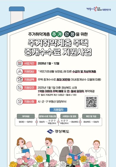 경상북도, 주거취약계층 주택 중개수수...