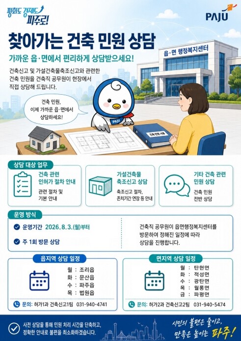 파주시, 8월부터 읍면으로 