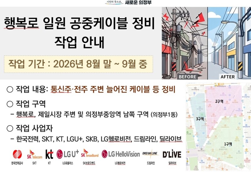 의정부시, 행복로 일원 공중케이블 정...