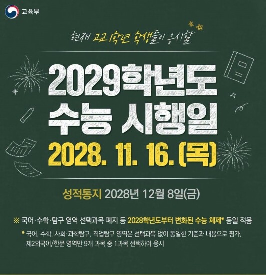 교육부, 2029학년도 수능 시행일 ...
