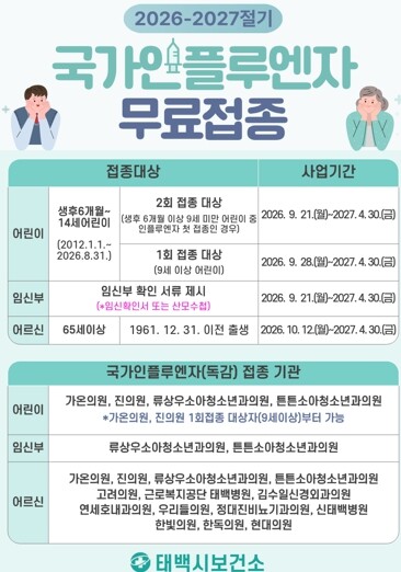 태백시, 2026-2027절기 인플루...